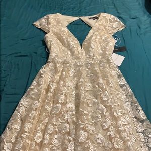 Lulus cream tea length dress